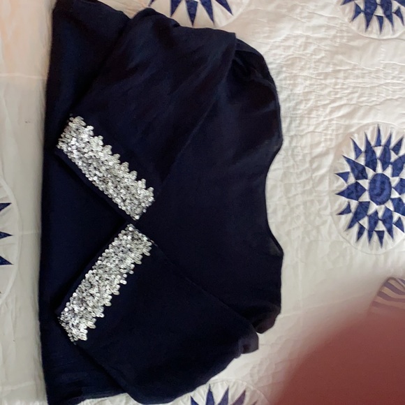 CHICO’S Navy Top Trimmed w/ Sequins, NWO Tags,  XL - Picture 7 of 10